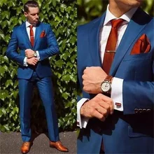 2021 New High Quality Customized Royal Blue Men's Suit Peak Lapel Wedding And Groom Best Fashion 2- Piece Set (Coat + Pants) (3)