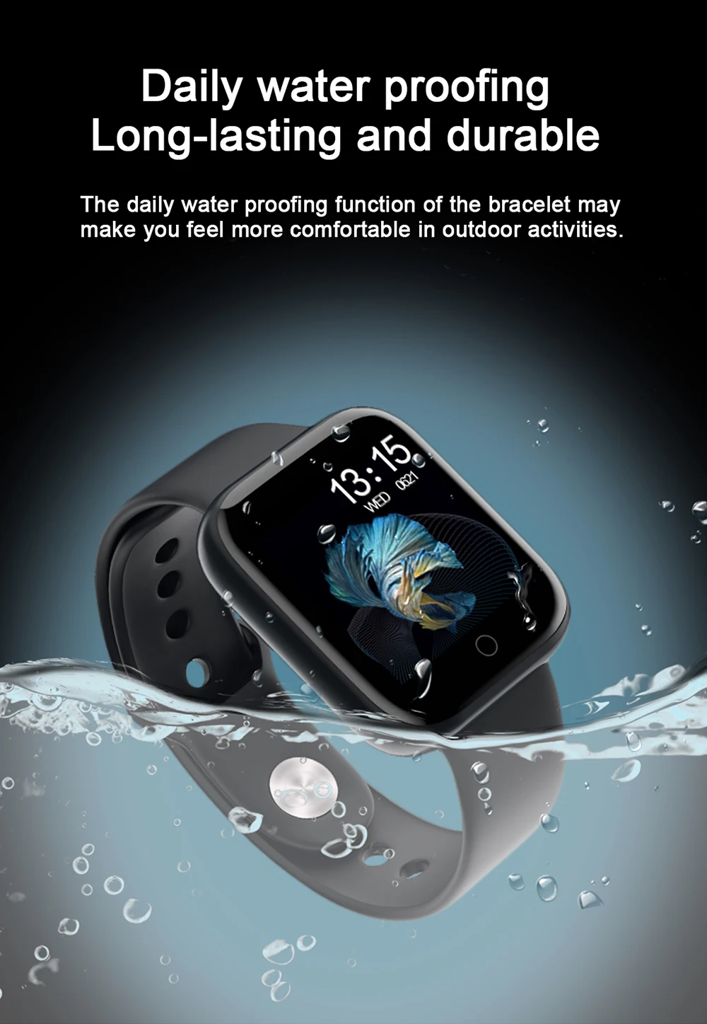 IP80 фитнес-Браслет Смарт-часы IP80 водонепроницаемый для Apple Watch Xiaomi Ios Android с монитором сердечного ритма Смарт-браслет