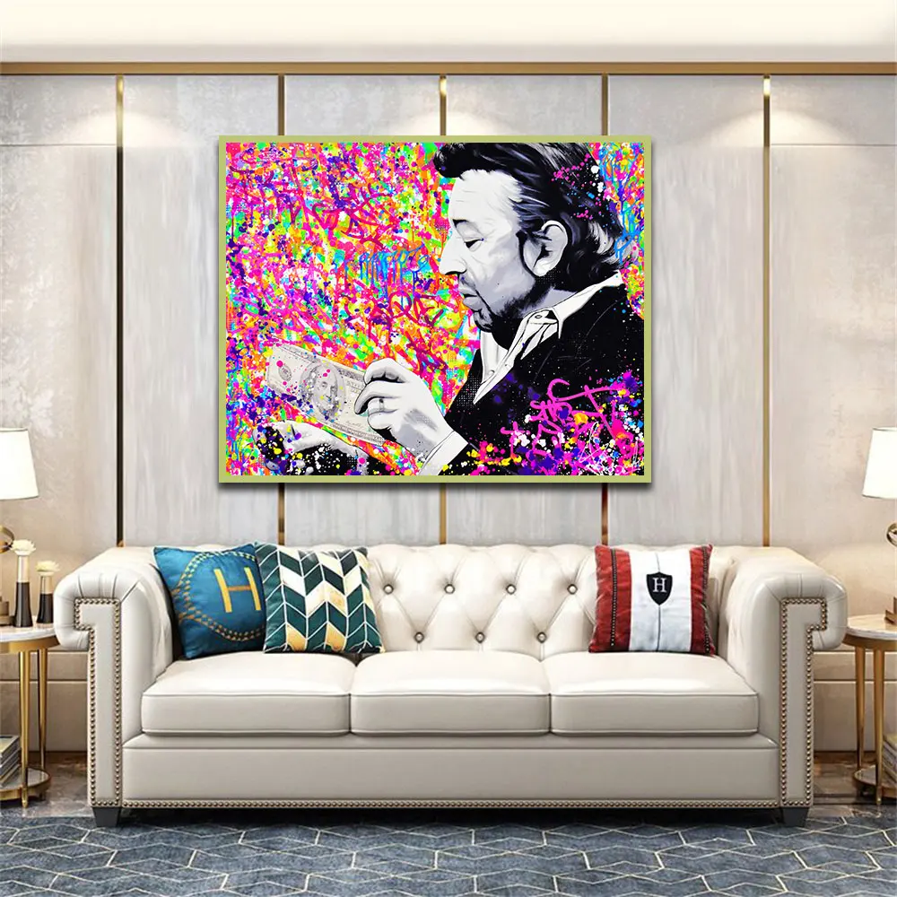 

Charm Man Holding Money Graffiti Canvas Paintings Wall Art Posters And Prints Modern Style Pictures For Living Room Home Decor