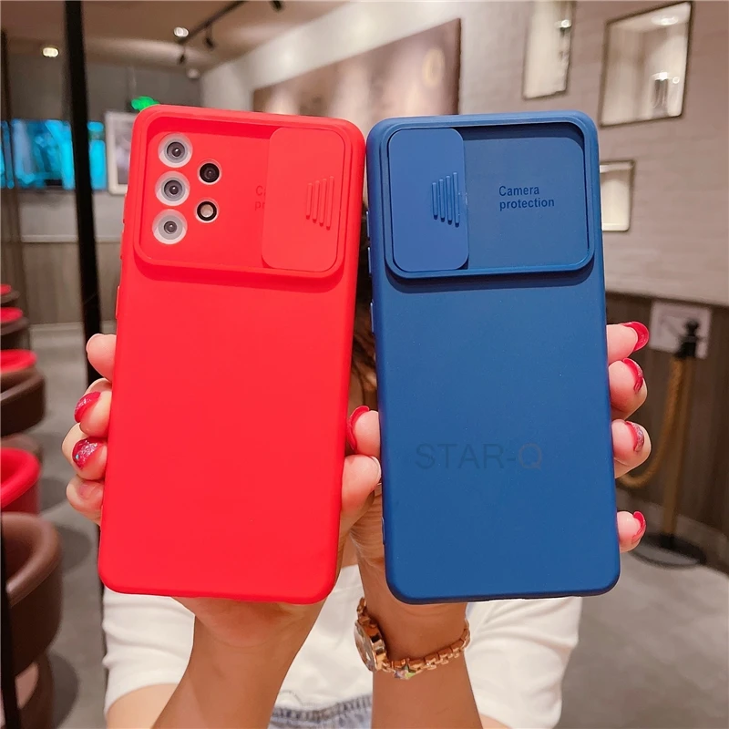 slide protect camera lens phone case on for xiaomi redmi note 8 2021 9 pro 9s 8t note8 note9 9a 9at 9c nfc liquid silicone cover free global shipping