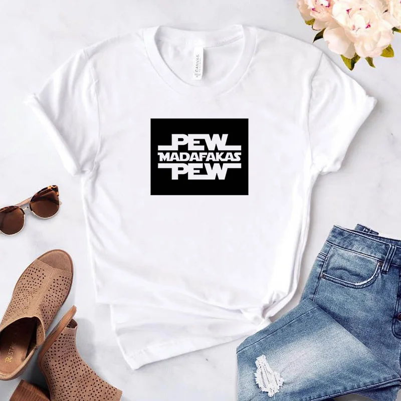 

Pew Madafakas T-shirts Women's White T-shirt Summer Short Sleeve 2021 Women-clothing Off Tops With Sleeves Tees Woman Female for