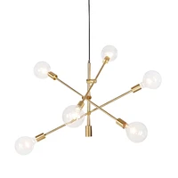 post modern led chandelier lighting 6 head adjustable creative hanging light nordic gold black metal body e27 6w lamp