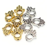 20pcslot gold color metal fatima hands charms pendants double hole bracelets connector diy jewelry findings components