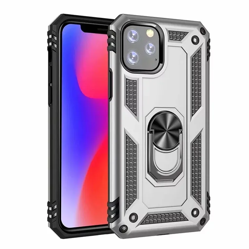 Silver Чехол для iphone 11 Pro Max 7 8 6 6S Plus, роскошный защитный чехол с магнитным кольцом, силиконовый чехол для телефона для iphone X, XR, XS, Max, задняя крышка, чехол - Цвет: Silver