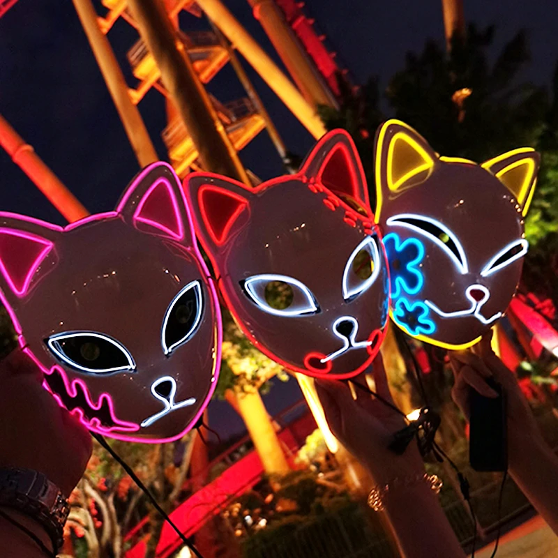 

Mask Glowing LED Cosplay Party Supplies Kamado Tanjirou Halloween Costume