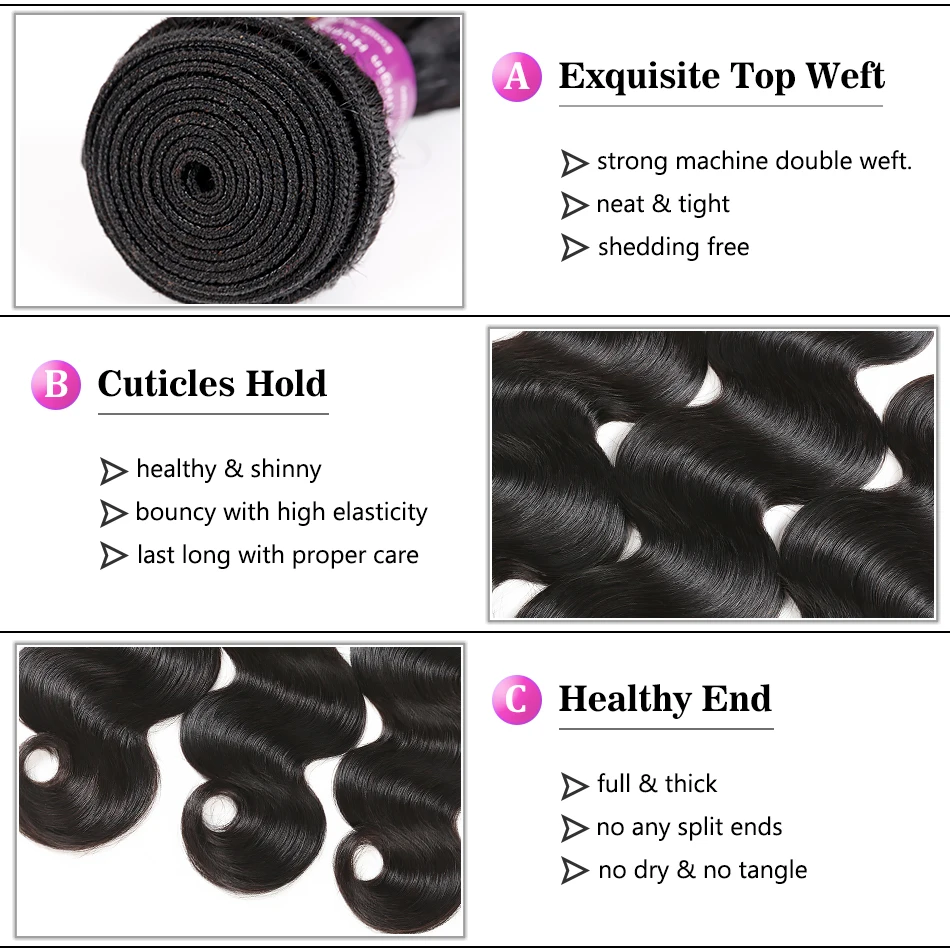 Бразильские волнистые пряди Racily с закрытием натуральные волосы 3/4 кружевной