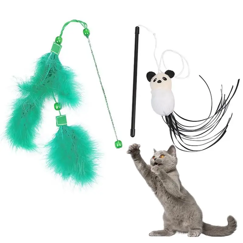 

Legendog 1pc Cat String Teaser Toy Faux Feather Soft Kitten Wand Interactive Toy Pet Wand Teaser Pet Supplies Pet Accessories