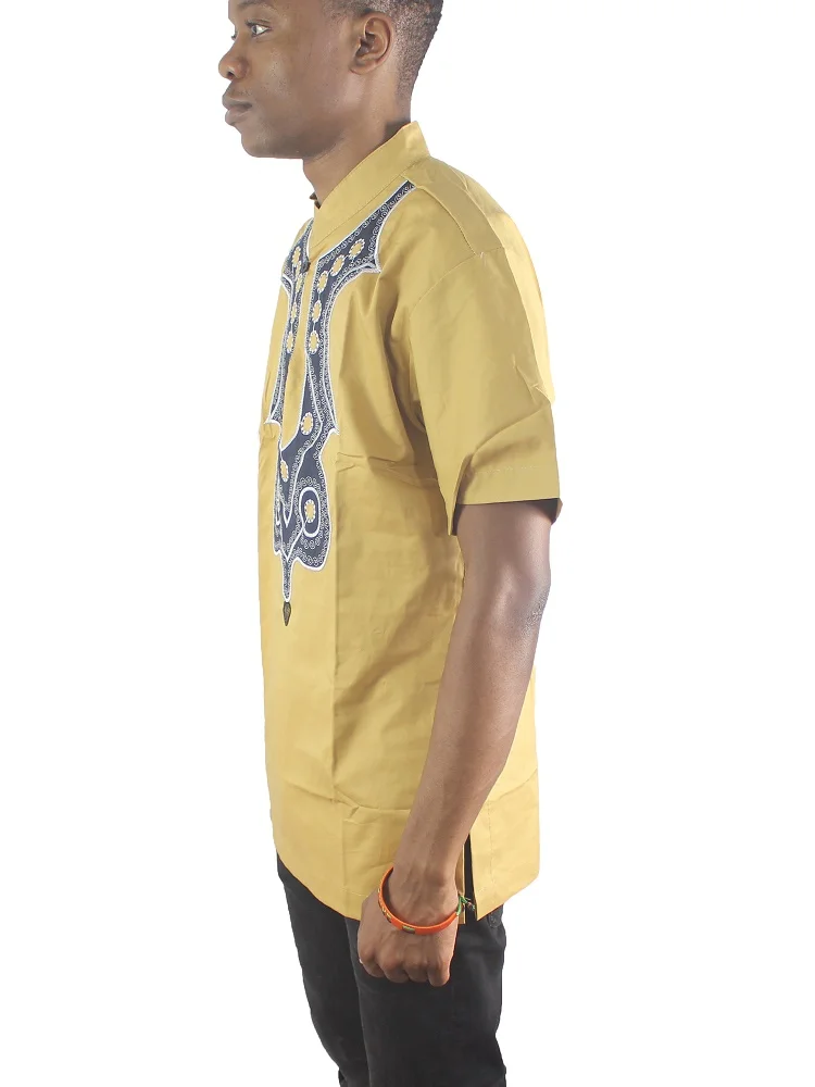 

Muslim high quality mens embroidery t-shirt African dashiki Black man tops