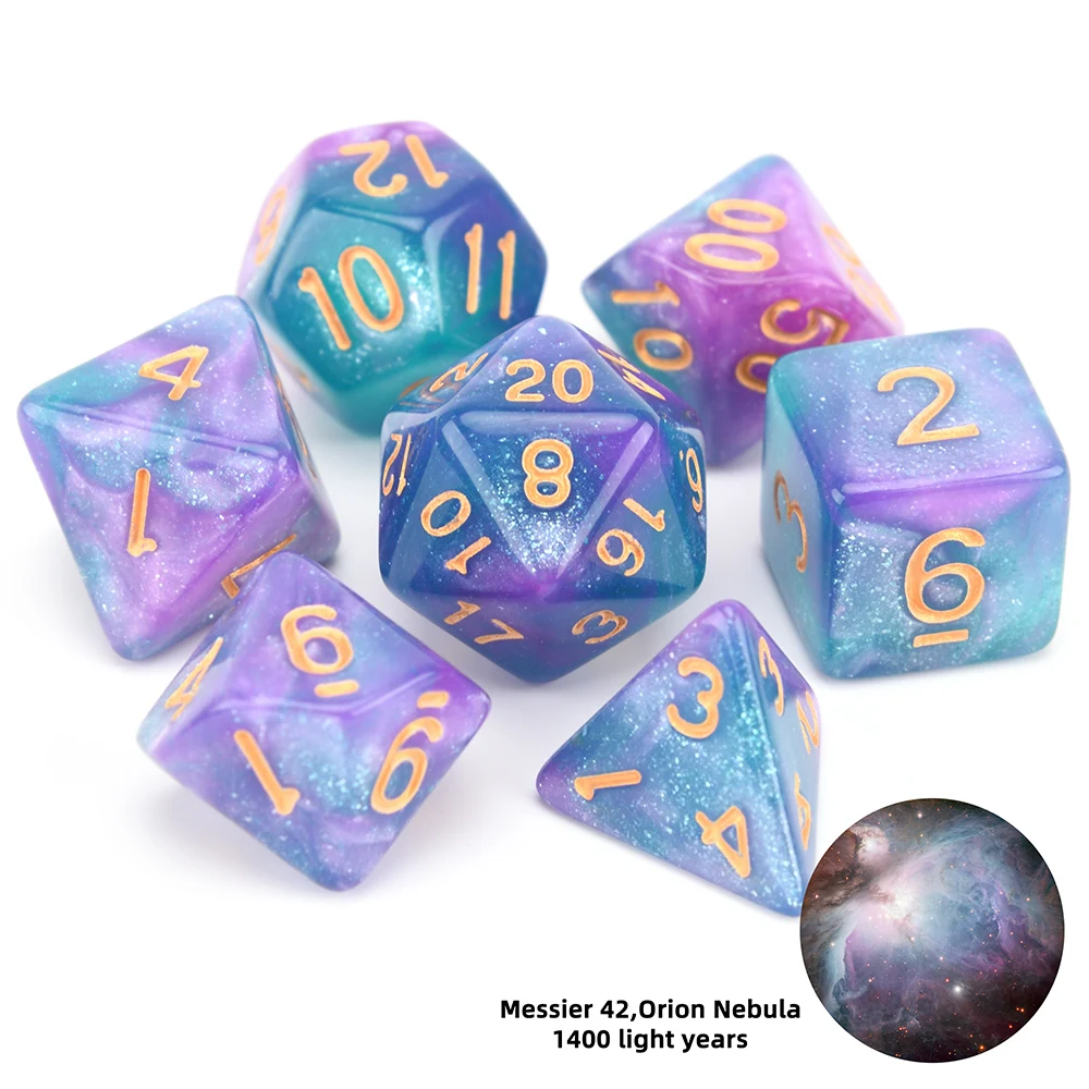 Новый Туманность набор Игральный костей с чёрный мешок кулиской для DnD MTG