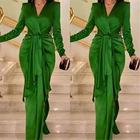 Зеленые Выпускные платья русалки с длинным рукавом размера плюс элегантные строгое вечернее платье на заказ любого размера