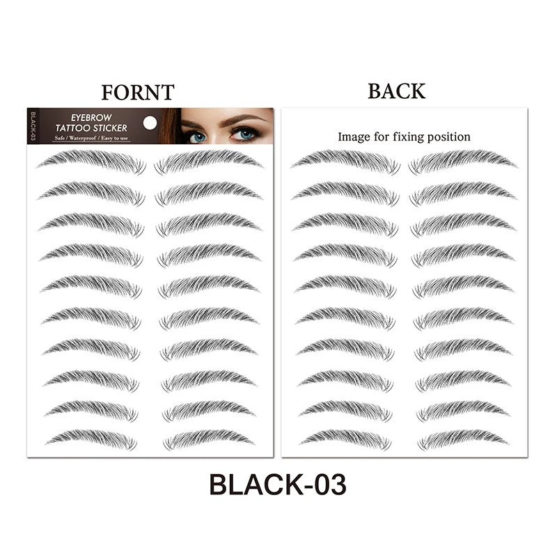 

Hair-liked Water-based Authentic 6D Eyebrow Sticker Waterproof Cosmetics Long Lasting Makeup False Eyebrows Stickers