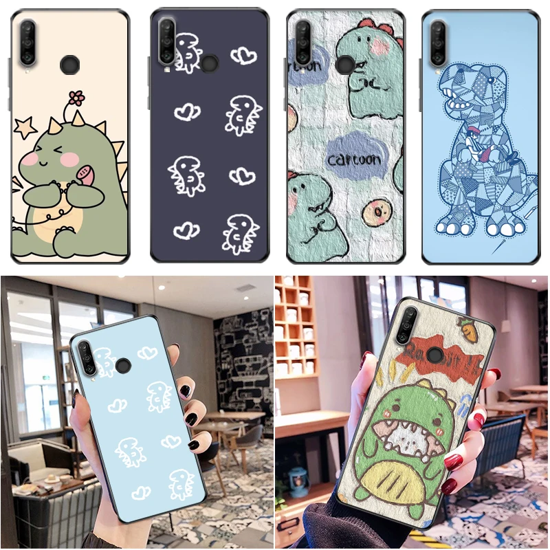 

Cute Funny Couples Dinosaur Flowers Color Painting Phone Case For Huawei P30 Lite Pro Funda Carcasa Coque Soft TPU