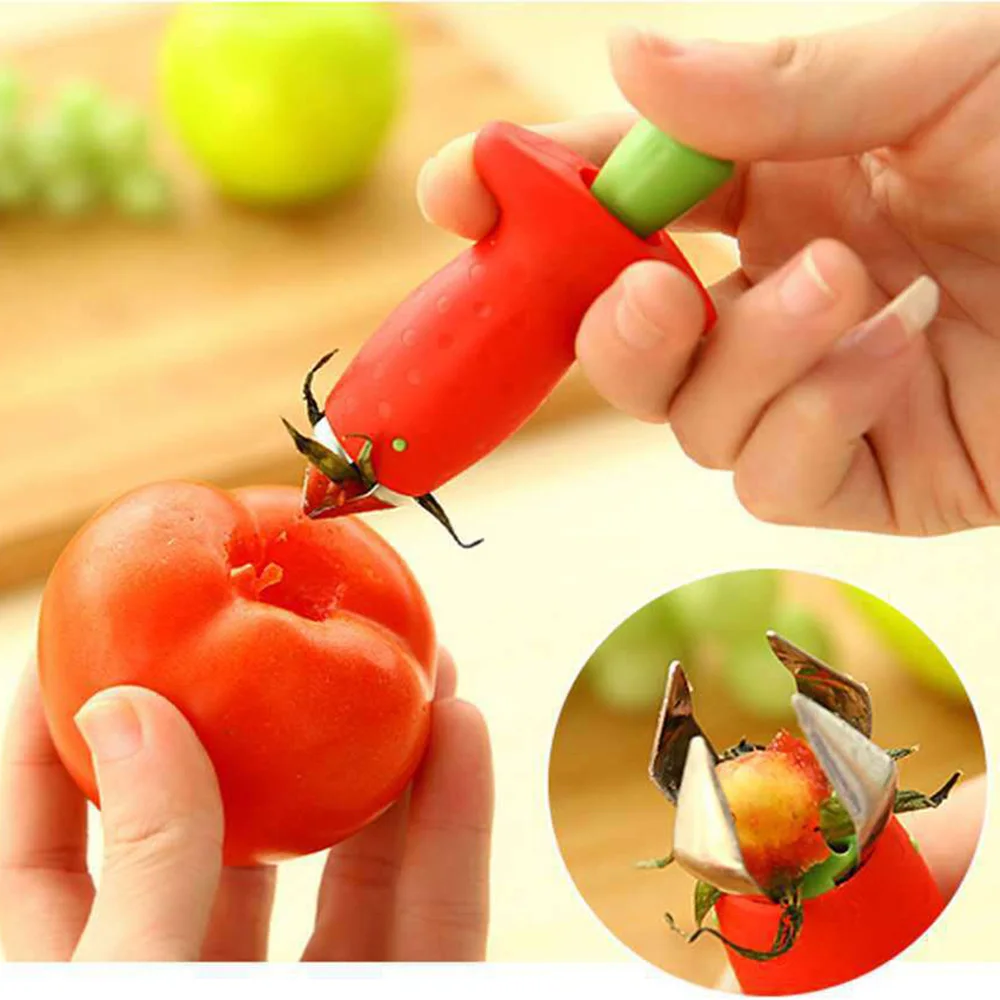 

1PC Strawberry Tomato Stalks Huller Plastic Stainless Steel Fruit Leaf Knife Stem Remover Gadget Strawberry Hullers Kitchen Tool