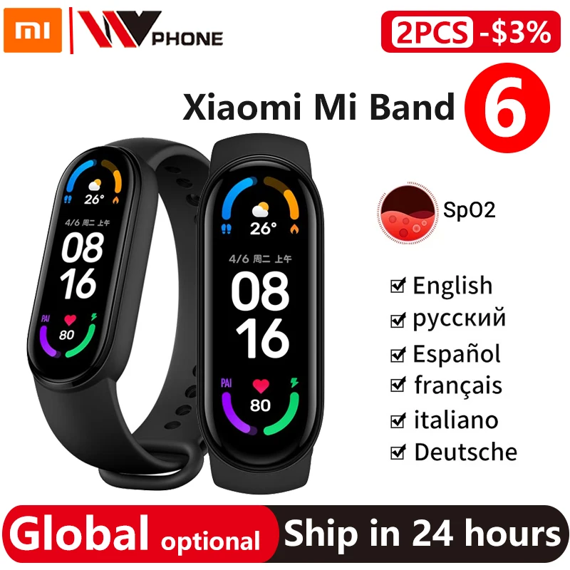 

Смарт-браслет Xiaomi Mi Band 6, измерение пульса и уровня кислорода в крови