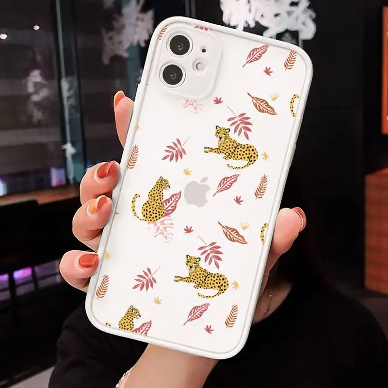

Leopard animal Texture art Phone Cases Matte Transparent for iPhone 7 8 11 12 s mini pro X XS XR MAX Plus cover funda