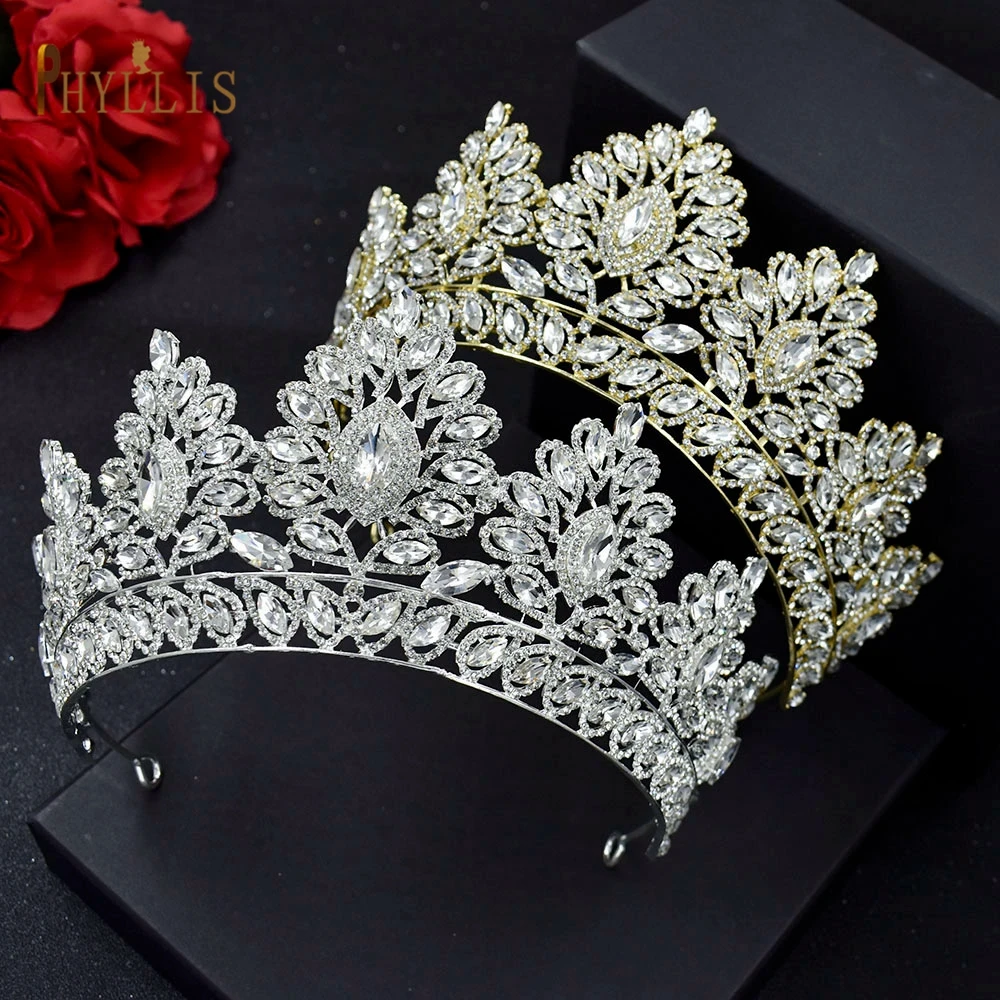 

A07 Queen Diadem Crystal Wedding Tiara Baroque Headband Princess Crown Headdress Bridal Headwear Elegant Diamond Women Headpiece