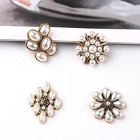 5pcslot alloy creative rhinestone gold pearls pendant button ornaments jewelry earrings choker hair bag diy jewelry accessories