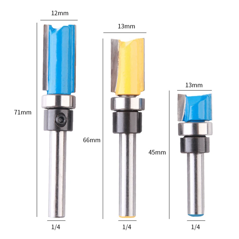 

3pcs 1/4 Shank Trimming Drilling Milling Cutter Groove Joint Assembly Router Bit Woodworking Engraving Cutting Tools for Wood#20