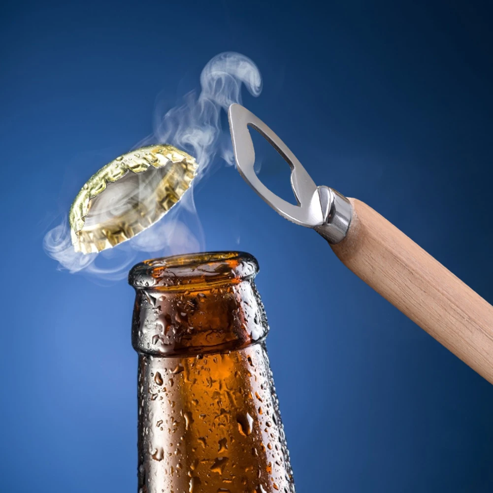 

10pcs/set Bartender Bottle Opener Rubber Wood Handheld Wine Beer Soda Glass Cap Bottle Opener Tools For Home Kitchen Bar