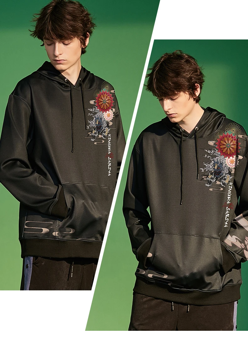 

LIASOSO Original Hooded Mulan Jacket Chinese Style Personality Printed Top For Men Sweatshirt Hoodie Streetwear