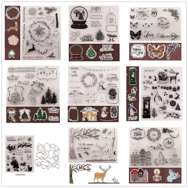 Новогодние новейшие металлические штампы и прозрачные набор Новинка 2021