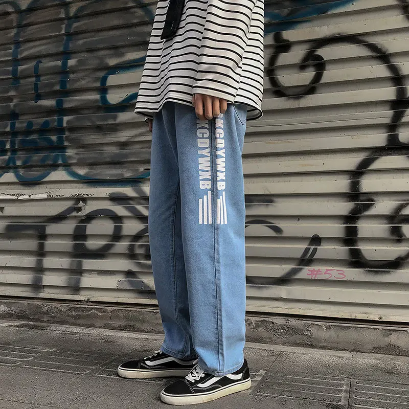 Новинка весна-осень 2020 Молодежные популярные мужские джинсы с буквенным принтом