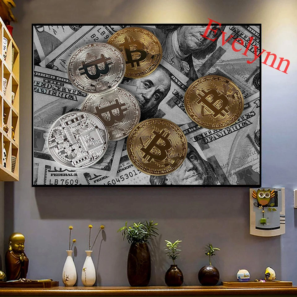

Free Shipping Bitcoin, Bitcoin Art, Cryptocurrency Money Canvas,Stock Market Art Prints, Success Wall Art Poster Floating Frame