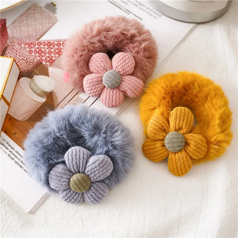 Осенне-зимние аксессуары для волос плюшевые мягкие резинки эластичная лента