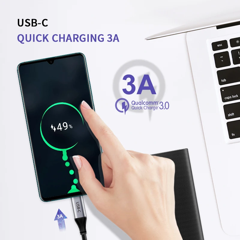 Кабель для синхронизации и быстрой зарядки, кабель USB-C, 3 А для компьютера Xiaomi mi9 Redmi note 7 и компьютера C004