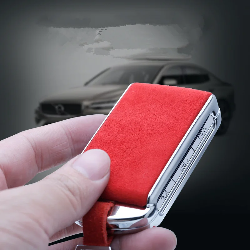 

Fashion Suede Leather Zinc alloy Car Smart Key Case Cover For Volvo XC40 XC60 S90 XC90 V90 T5 T6 T8 2015-18 Keychain Accessories