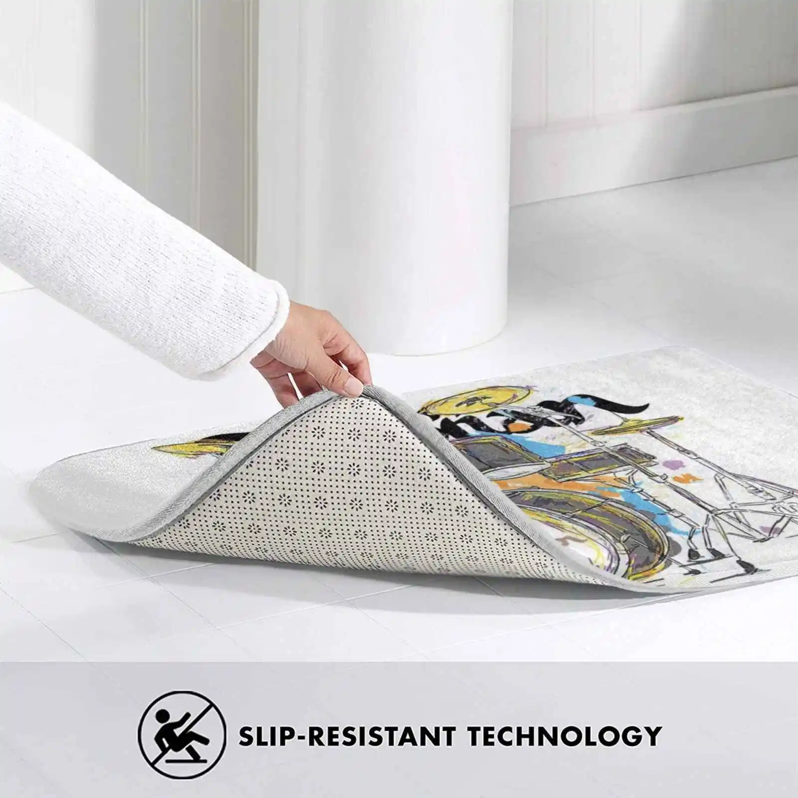 Zildjan Drums Illustration Art Soft House Family Anti-Slip Mat Rug Carpet Music Punk Pearl Drum Kit Set | Дом и сад