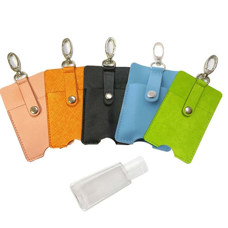 

PU Hand Sanitizer Keychain Holder Refillable Containers 30ml Flip Cap Travel Bottle Reusable Bottles with Keychain Carrier