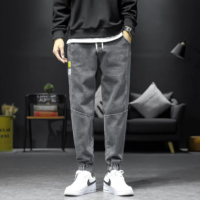 

Mens Jeans Blue Black Grey Cargo Pants Loose Harlan Ankle Casual Hip Hop Stretch Joggers Trousers Vintage Clothing/ men jeans