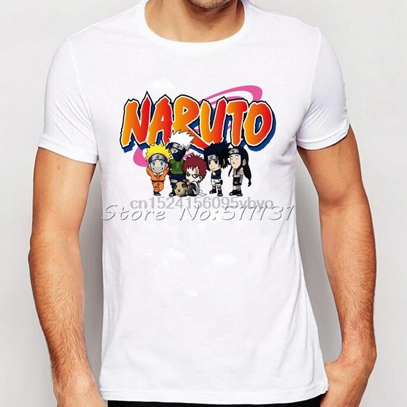 Модная футболка с принтом персонажей из мультфильма Чиби Наруто Мужская