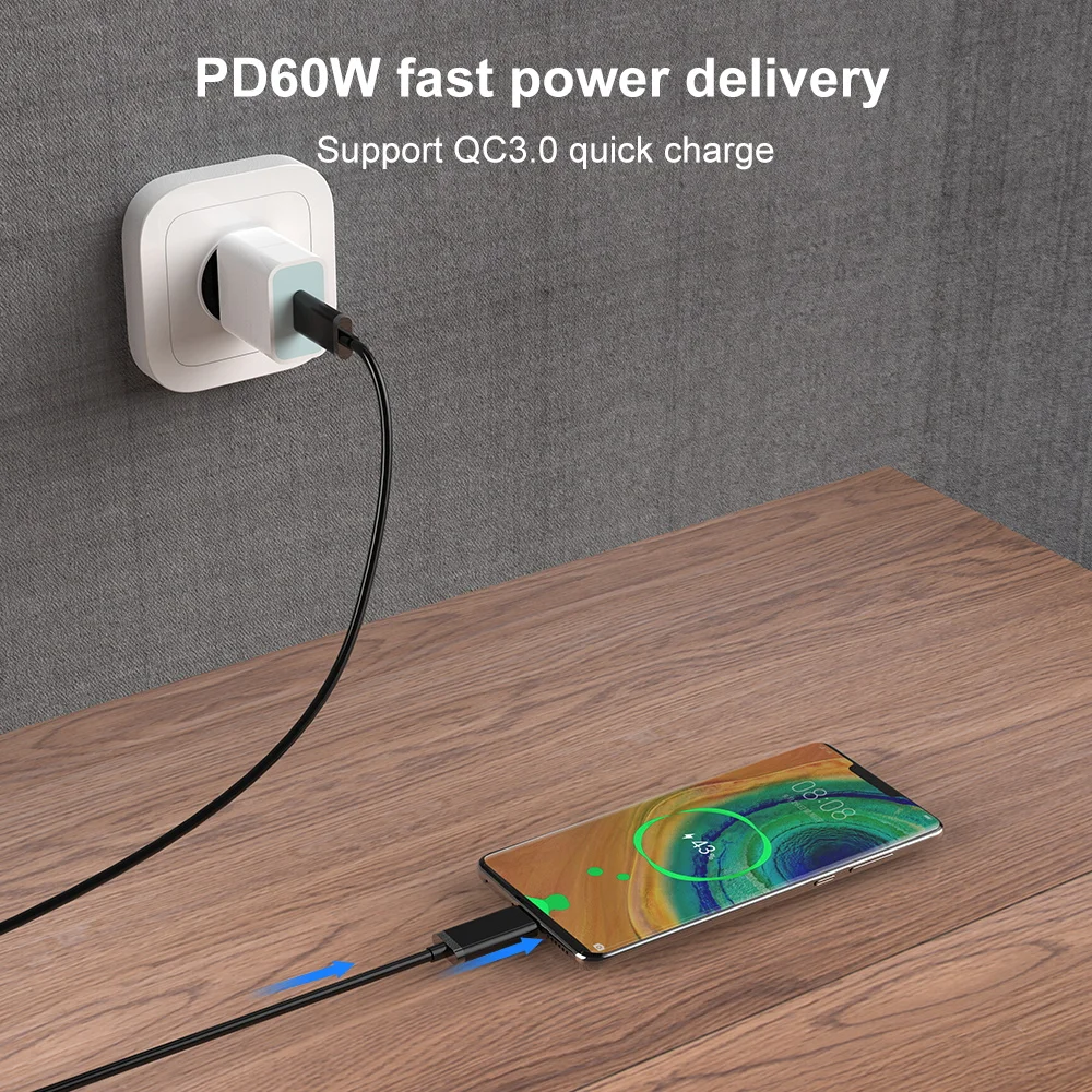 USB C к Type кабель для передачи данных 5А 60 Вт PD зарядный Тип QC3.0 xiaomi huawei phone
