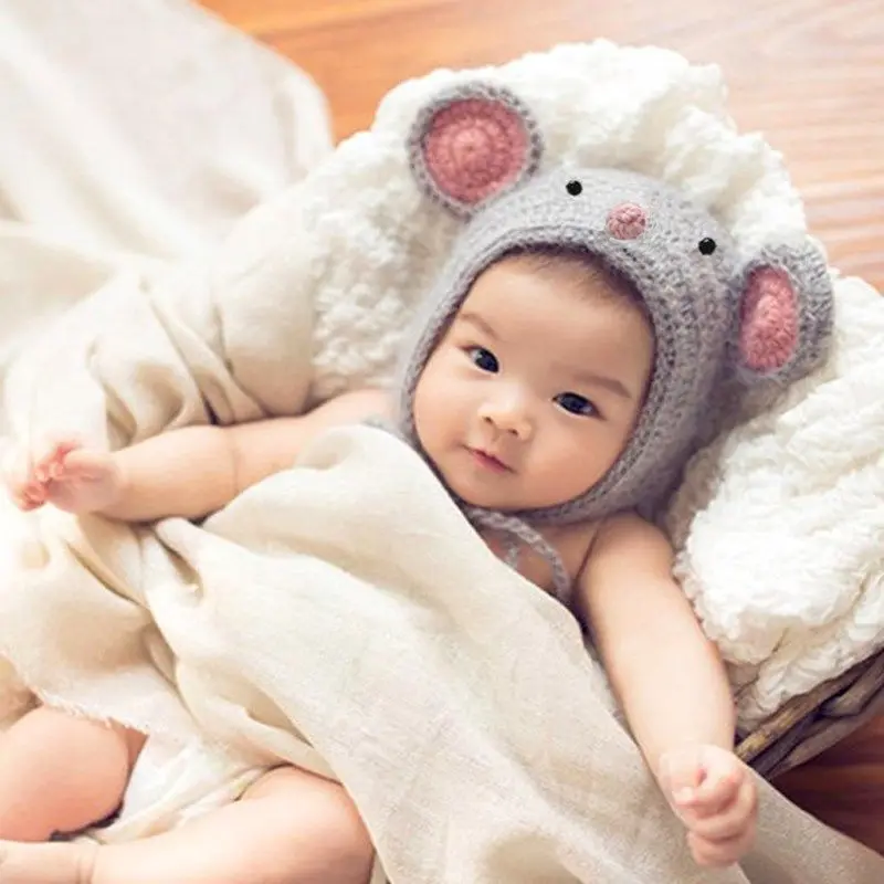 3 шт./компл. Вязаная Детская шерстяная шапка ручной работы мышь обувь и шапки