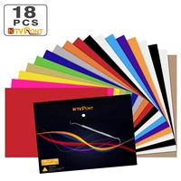 htvront 18 pack 12inchx10inch heat transfer vinyl sheets multi color htv iron on films for heat press t shirt textiles cricut