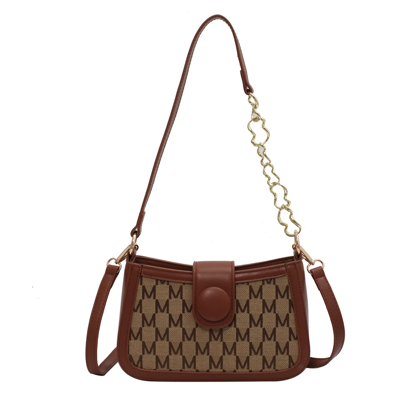 

Leather Letter PU Small Baguette Underarm Crossbody Bags for Women 2021 Summer Chain Shoulder Handbags and Purses