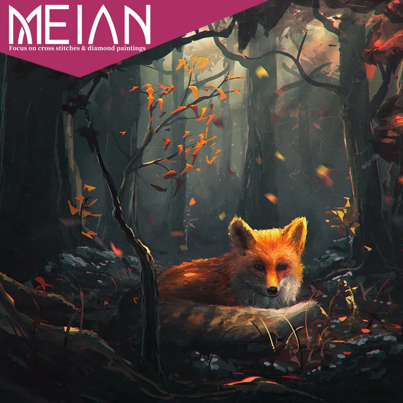 Meian Fox drill 5D DIY алмазная живопись лисы в лесу Алмазная вышивка мозаика Вышивка