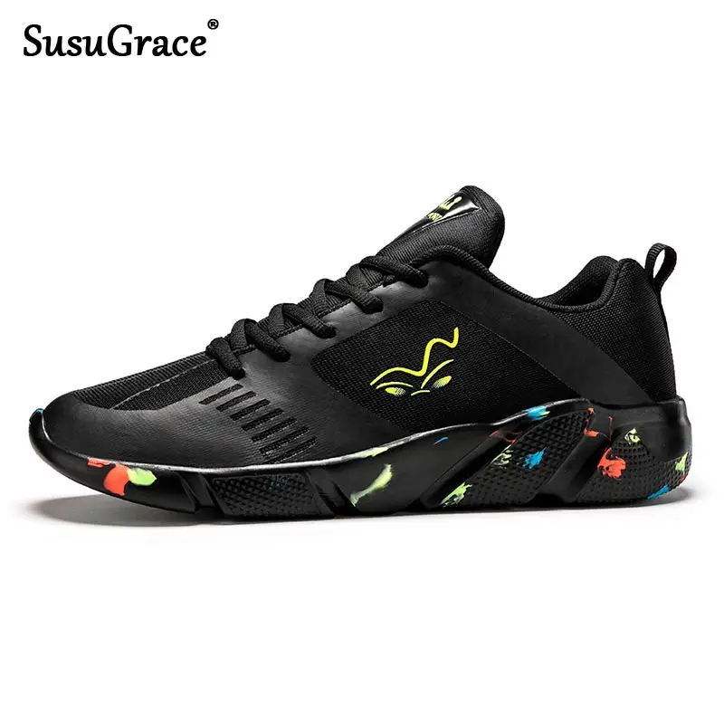 

SusuGrace New Big Size Sneakers Shoes for Men Lightweight Breathable Running Walking Male Footwear Soft Sole Lace-up Sports Shoe
