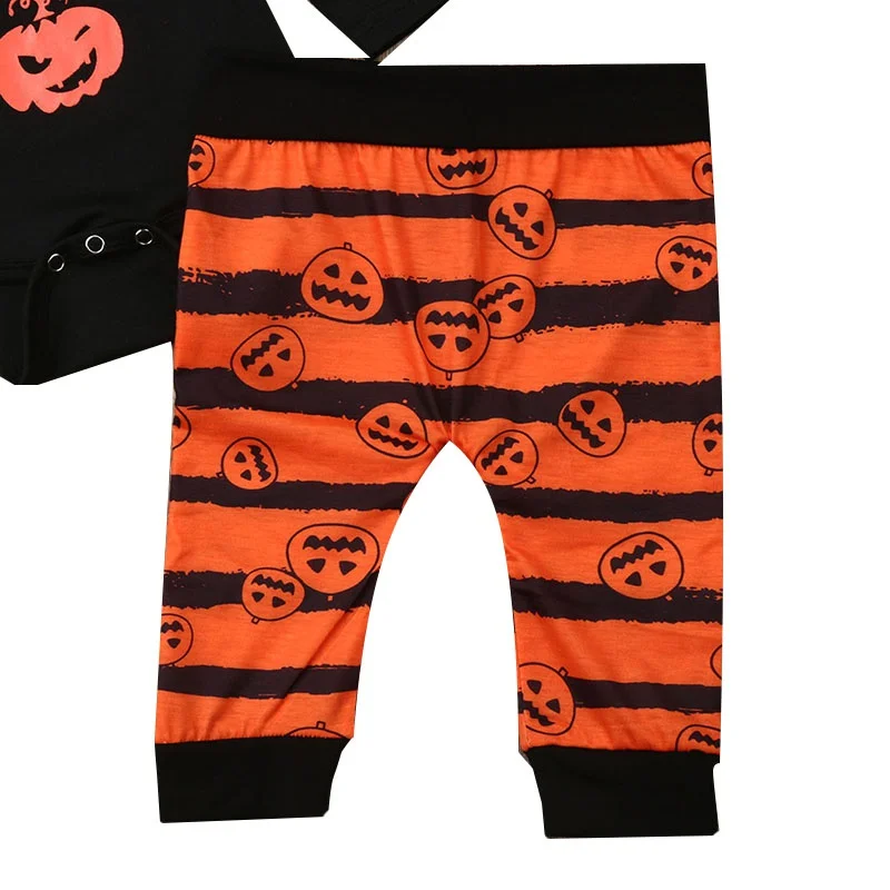 Baby Boy Girl Long Sleeve Halloween Pumpkin Print Romper Tops Trousers Hat Outfits Clothes | Детская одежда и обувь