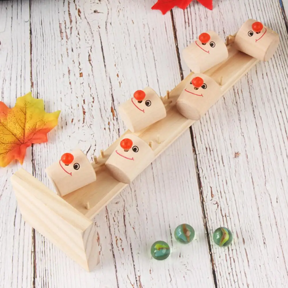 Детские деревянные блоки Монтессори с рисунком клоуна дерево мраморный шар