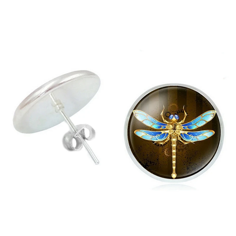 

Hot! 2020 New Earrings Retro Dragonfly Silver Time Glass Convex Girl Earrings Fashion Ladies Children's Jewelry