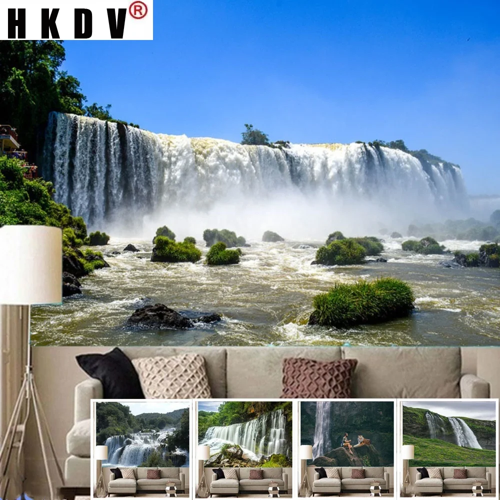 

HKDV Waterfall Natural Landscape Poster Tapestry Wall Hanging Wall Covering Rugs Background Cloth Beach Mat Blanket Art Home Dec
