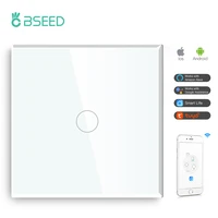 bseed russia smart 1 gang multi control eu standard wifi light touch switch black white gold with crystal glass panel
