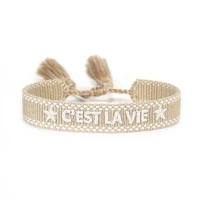 letter bracelet c est la vie creative embroidery hand rope fashion tassel bracelets for women and men cotton hand woven jewelry