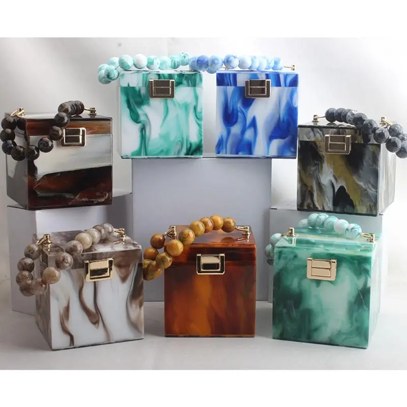 

Women Gift Box Shape Prom Handbag Ladies Wedding Evening Party Acrylic Clutch Banquet Purse Bag