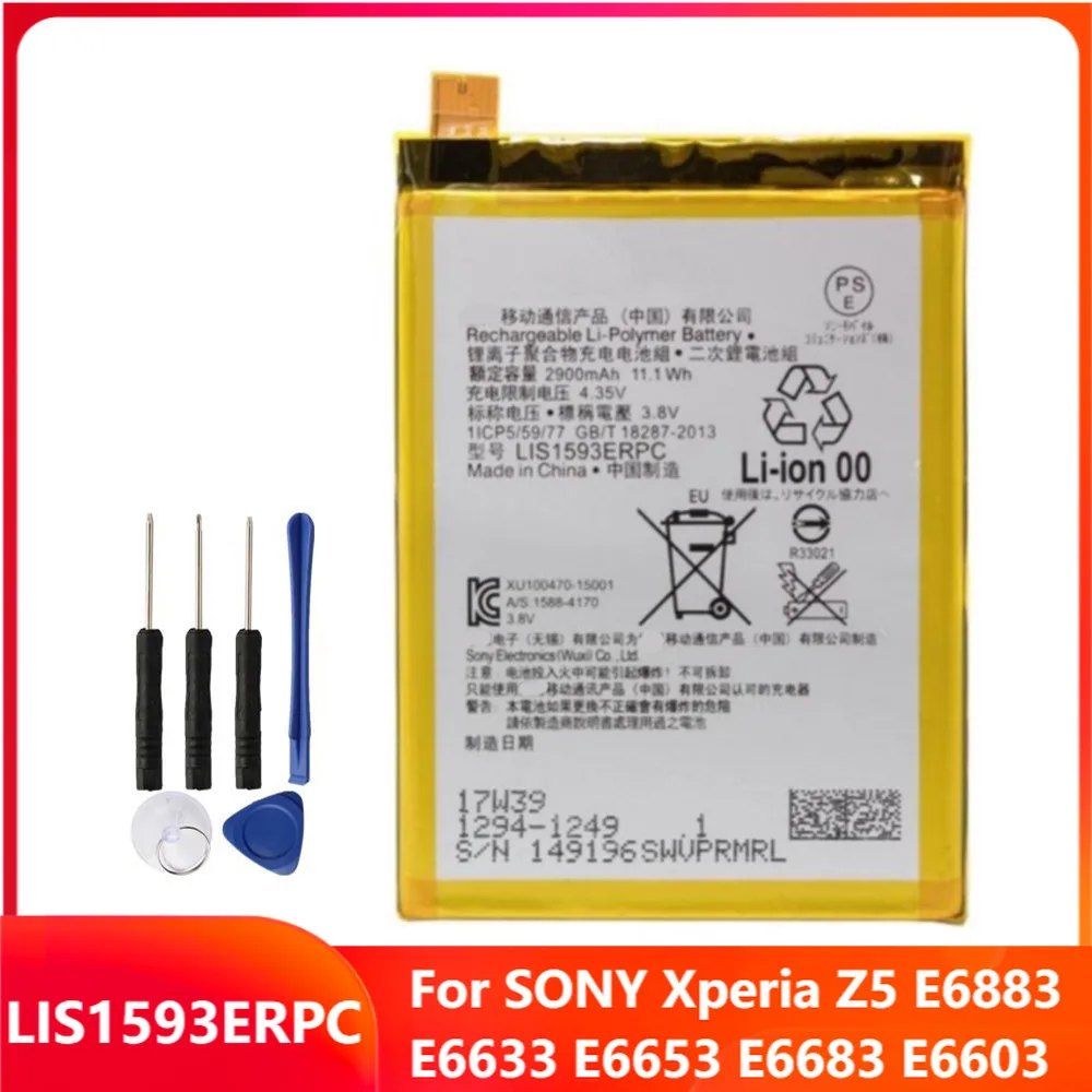 

Original Replacement Phone Battery LIS1593ERPC For SONY Xperia Z5 E6883 E6633 E6653 E6683 E6603 Rechargable Batteries 2900mAh