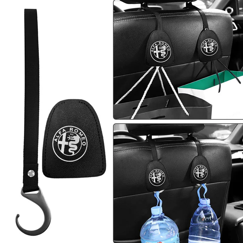 

2pcs Car Badge Seat Back Hook Headrest Hanger Holster Hook For Alfa alpha Romeo 159 147 156 Giulietta 147 159 Mito KEYRING