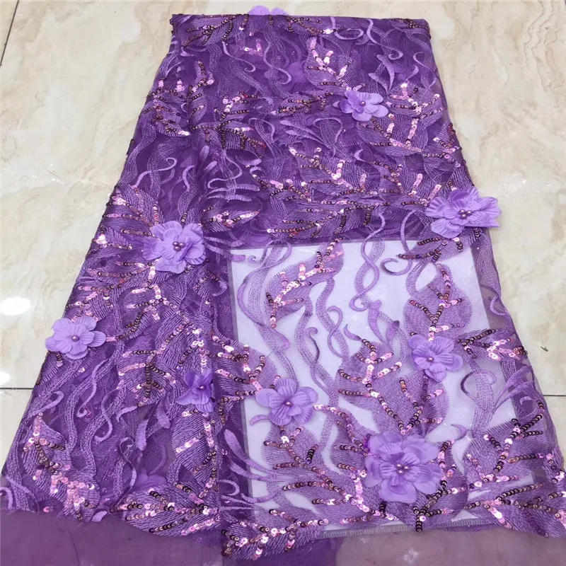 High Quality African beads Sequins Lace Fabric French Net Embroidery Tulle 3d pink For Nigerian Wedding Party Dress | Дом и сад